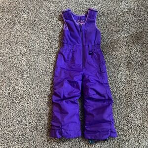 Snow Dragons Purple Insulated Snow Bibs Girls Size 5 Fleece Bodice‎ 8625A